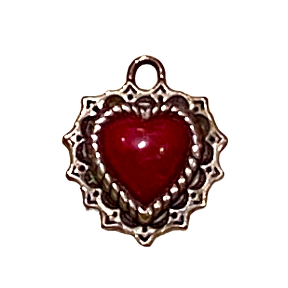Red Heart & Silver Bohemian Heart Pendant - Picture 1 of 3